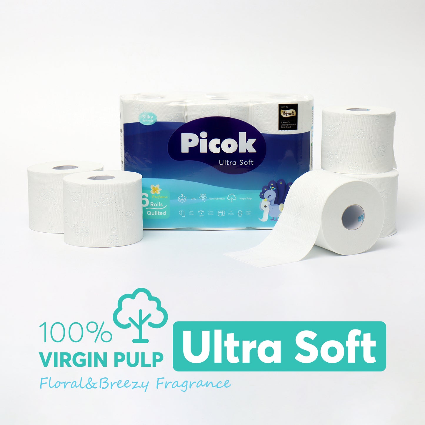 Picok Ultra Soft Toilet Tissue Paper 6Rolls