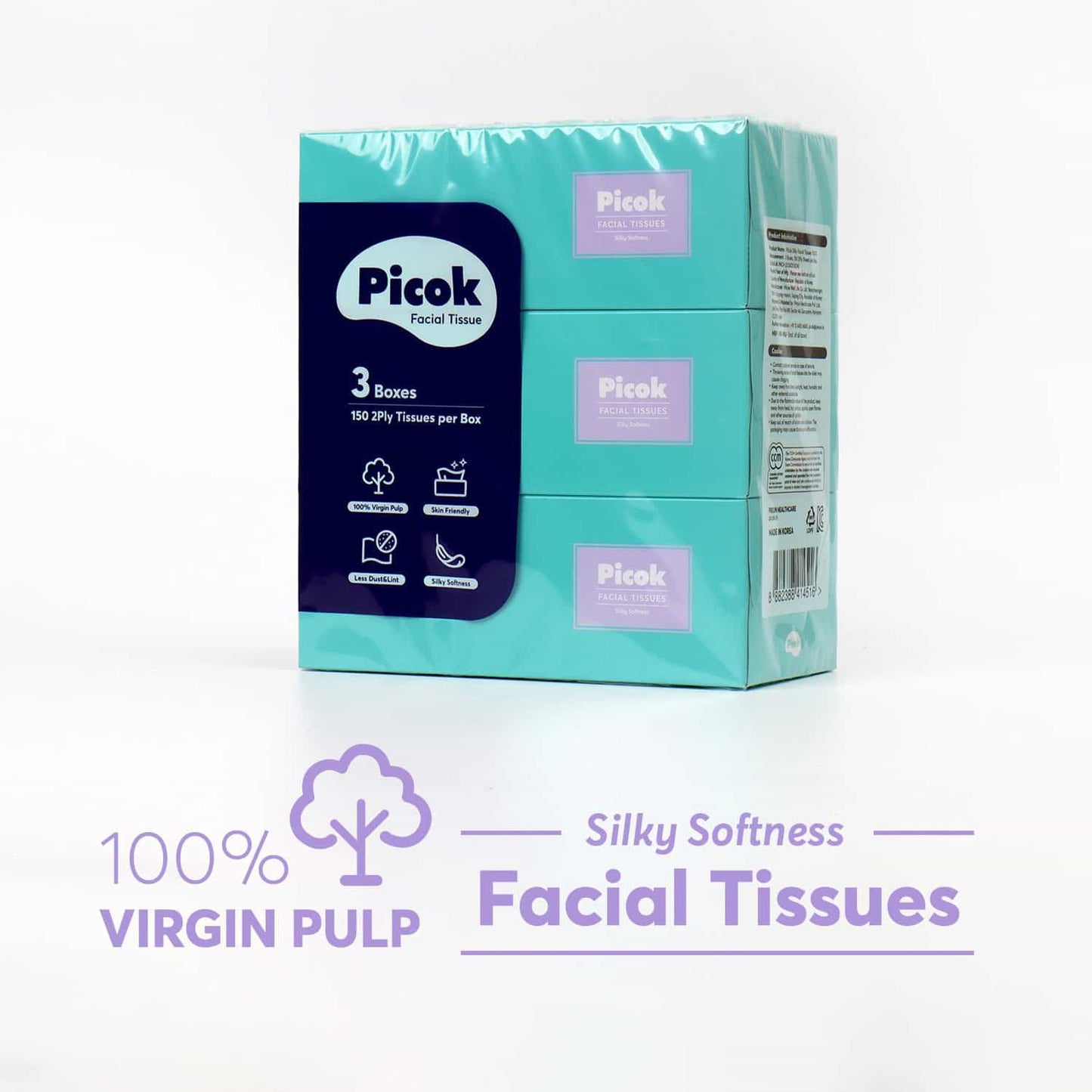 Picok Silky Facial Tissues (150 X 3Box)