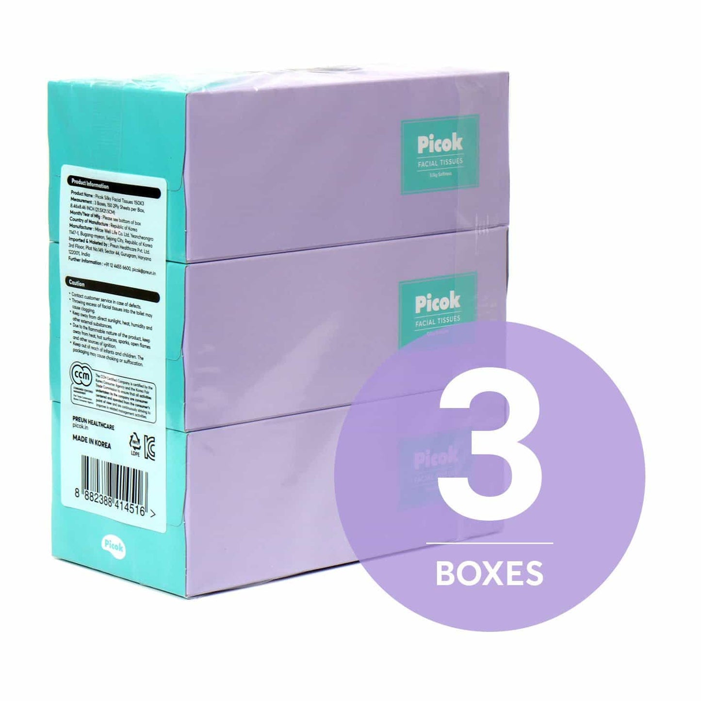 Picok Silky Facial Tissues (150 X 3Box)