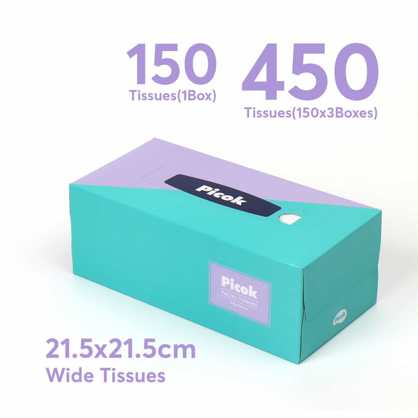 Picok Silky Facial Tissues 3Boxes X 8Packs ( 24 Boxes ) Bulk